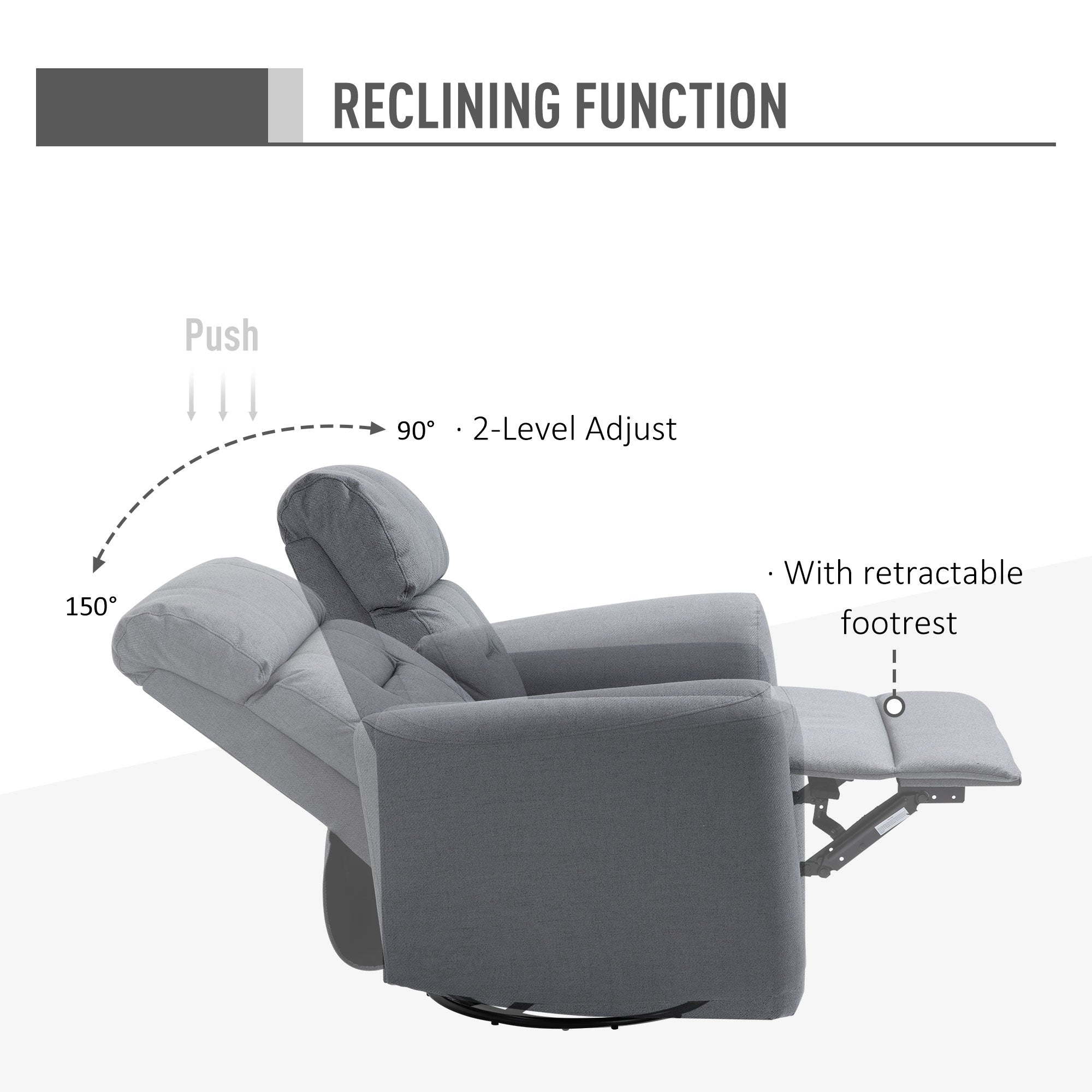 Manual Recliner Swivel Rocker Chair Theater Chair Single Sofa with for Living Room Bedroom