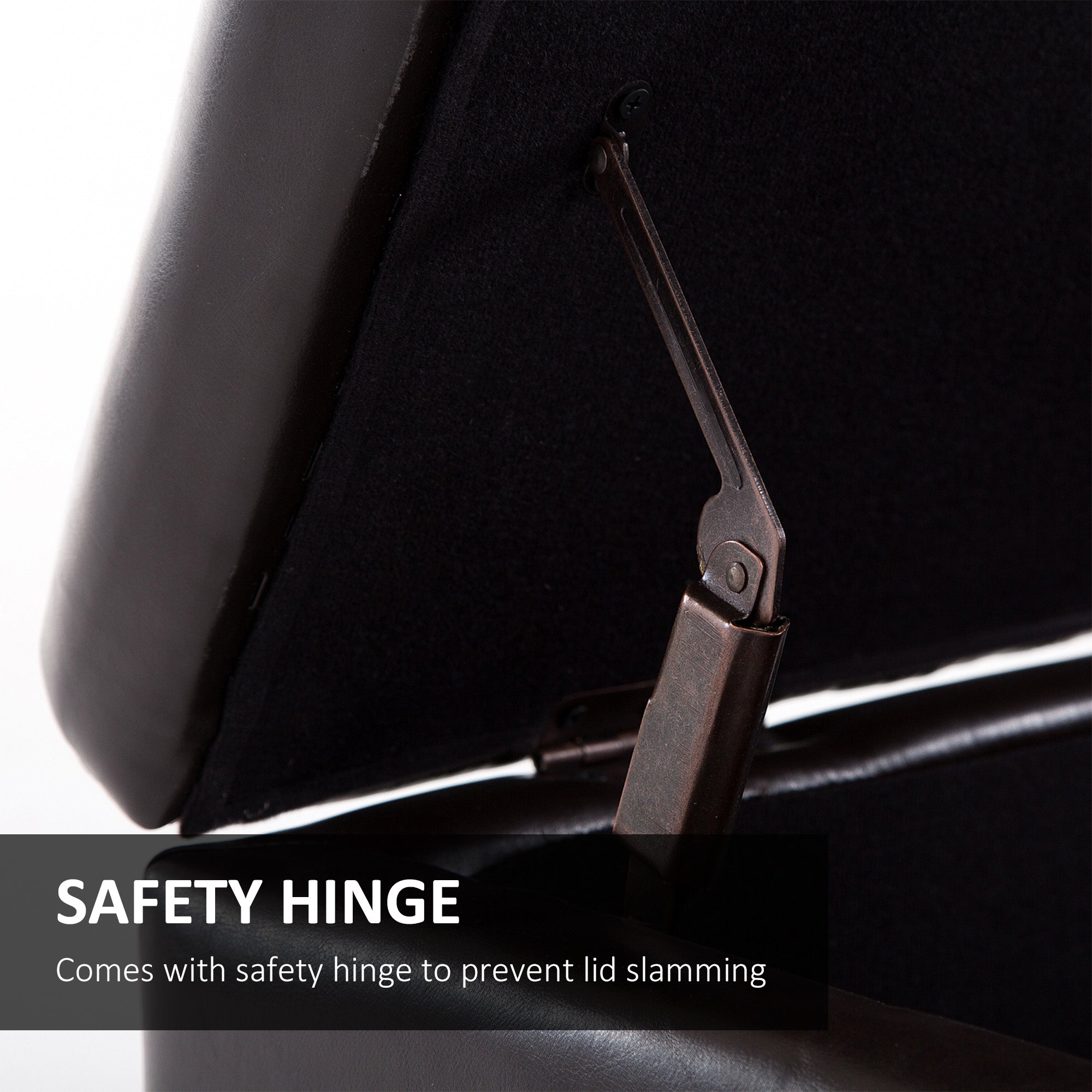 51 Tufted Storage Ottoman Bench, Dark Brown Faux Leather For Living Room, Bedroom, Entryway