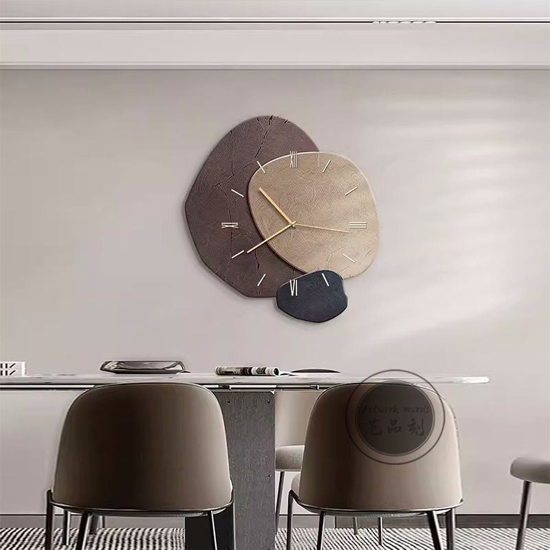 New Chinese Style Dining Room Dining Table Hanging Painting Punch-free Wall Clock