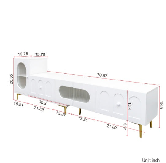 Wood Extendable TV Stand Rectangle Entertainment Center,Media TV Console For Living Room Bedroom