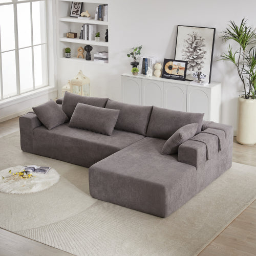 Modern Chenille Upholstered Sectional Sofa Couch Set,Modular 108 L Shaped Sectional Living Room Sofa Set With 6 Pillows,Free Combination Sofa Couch For Living Room,Bedroom