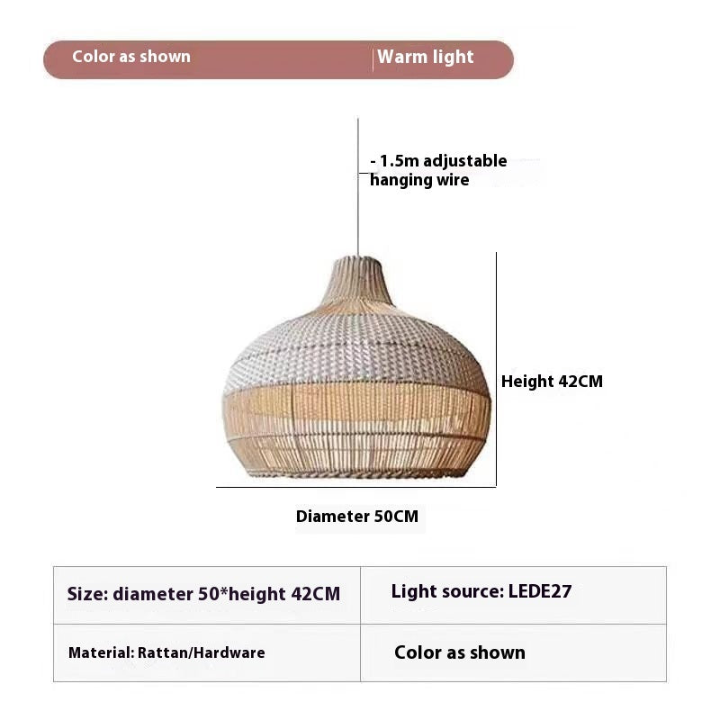 Rattan Living Room Chandelier Pastoral Southeast Asia Tea Room Living Room Bedroom Lamp