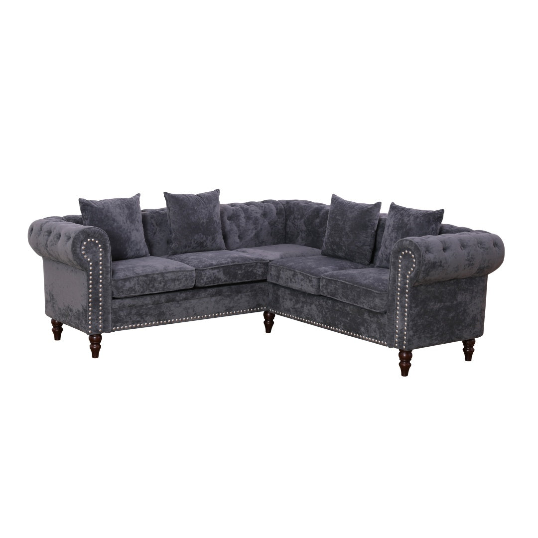 Black Flannelette 2-Piece Couch Living Room Sofa Set