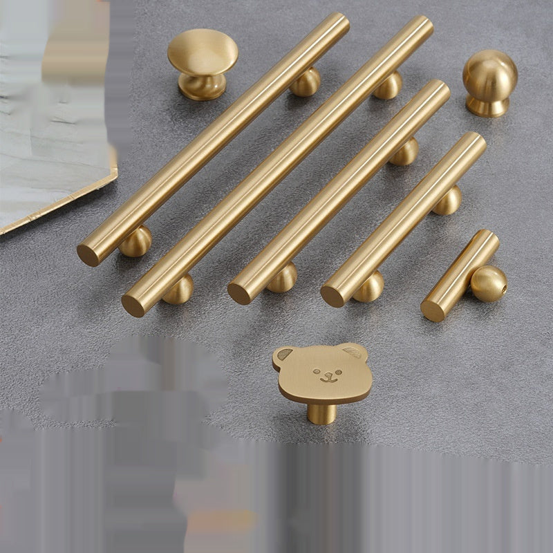 Pure Brass Solid Surface-mounted Single Long Hole Children's Cartoon Furniture Hardware Clothes And Shoes Kitchen Chest Of Drawer Door Handle