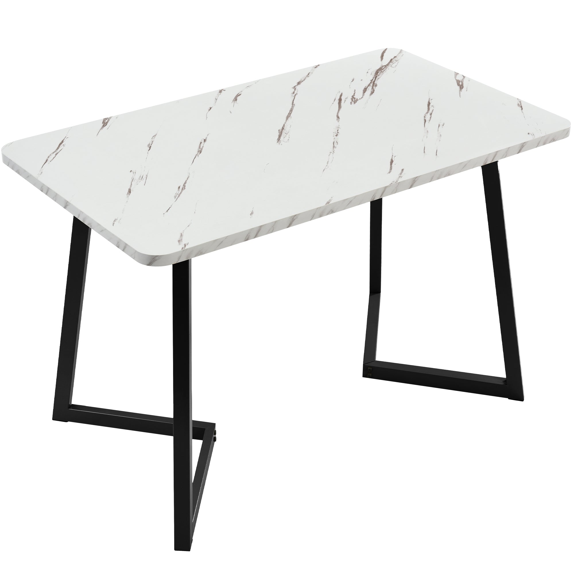 117x68cm Dining Table,1-St, Metal Frame Rectangular Dining Table Modern Marble Pattern Kitchen Table With Metal Legs For Dining Room Living Room, BlackWhite
