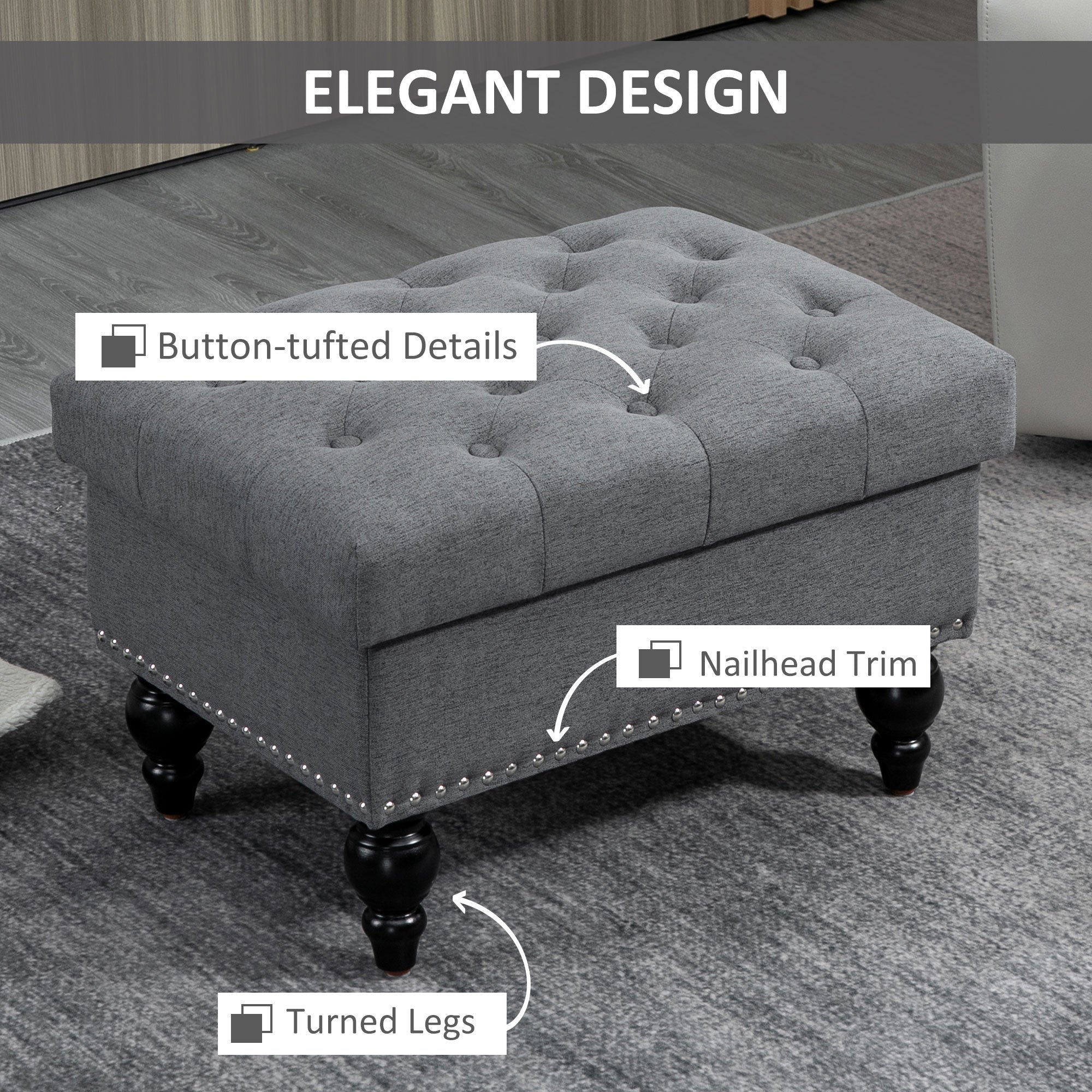 Ottoman with Storage for Living Room