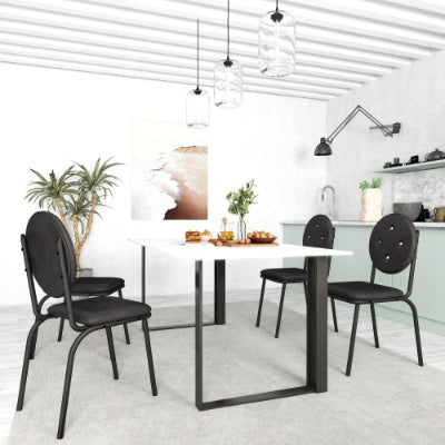 4-piece Bar Stools, Faux Leather Dining Chairs With Waterproof Surface And Metal Legs, Easy To Assemble, Suitable For Kitchen, Dining Room And Living Room