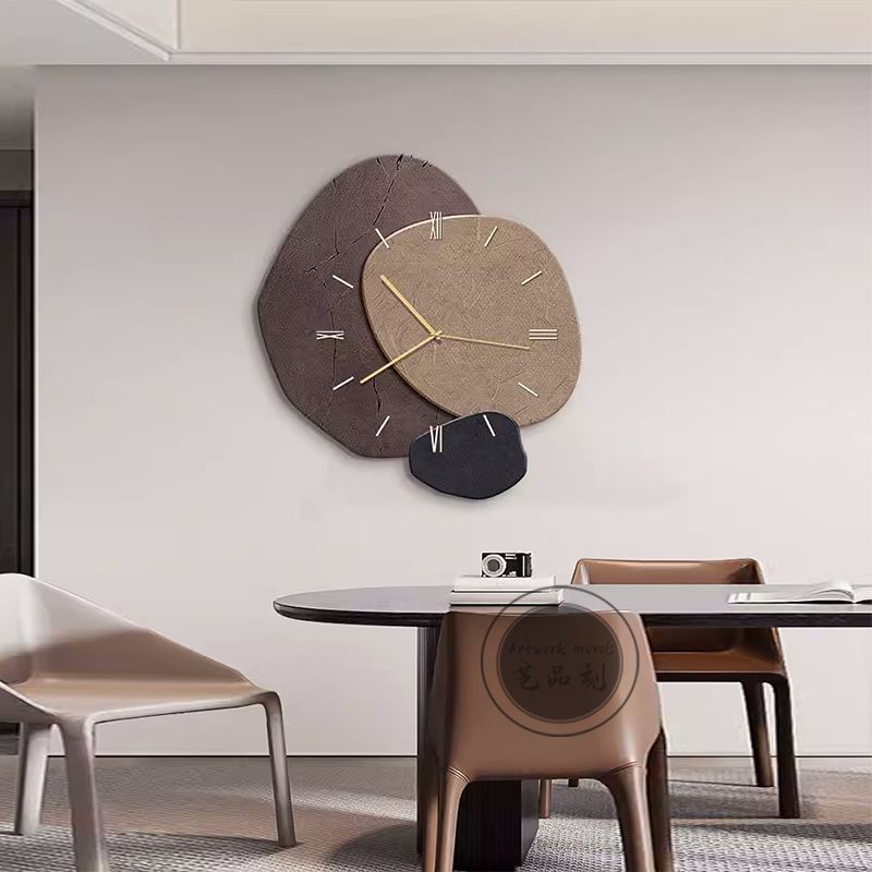 New Chinese Style Dining Room Dining Table Hanging Painting Punch-free Wall Clock